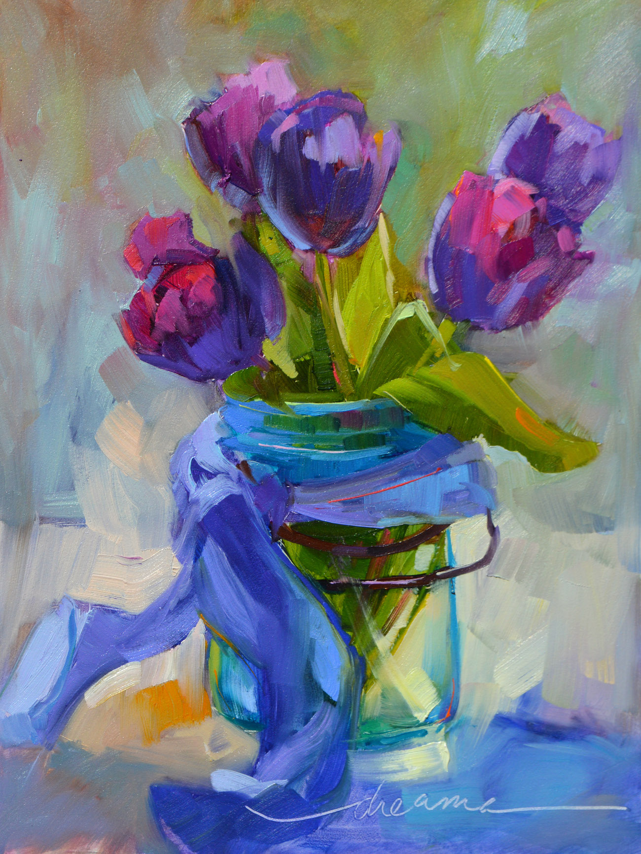Cottage Tulips---Creatively Colorful Art and Writings by Dreama Tolle Perry
